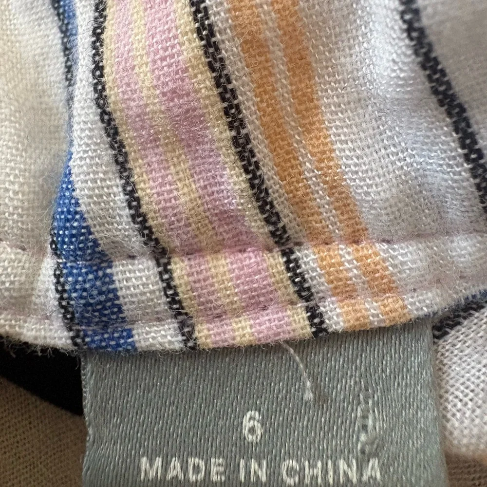 Anthropologie Maeve Plaid Peplum Ruffle Hem Top White Sz 6 preppy sku 520 - Picture 4 of 7